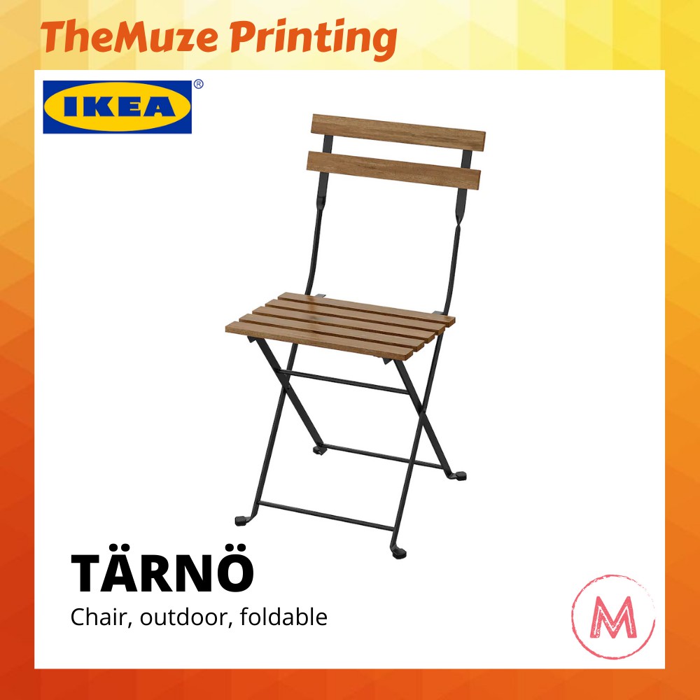 IKEA TARNO Chair, outdoor, foldable acacia black, greybrown stained