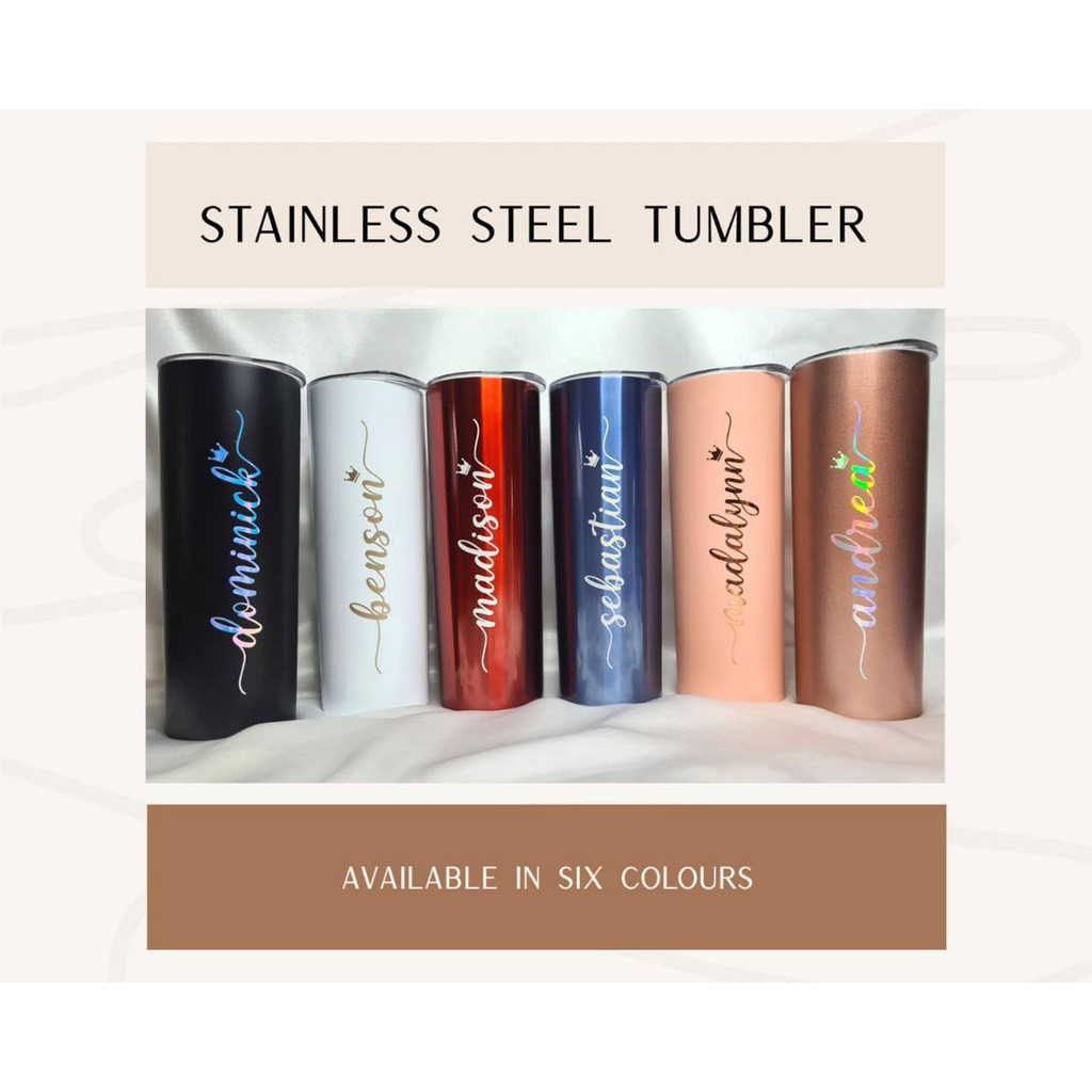 Personalised Stainless Steel Tumbler with Straw