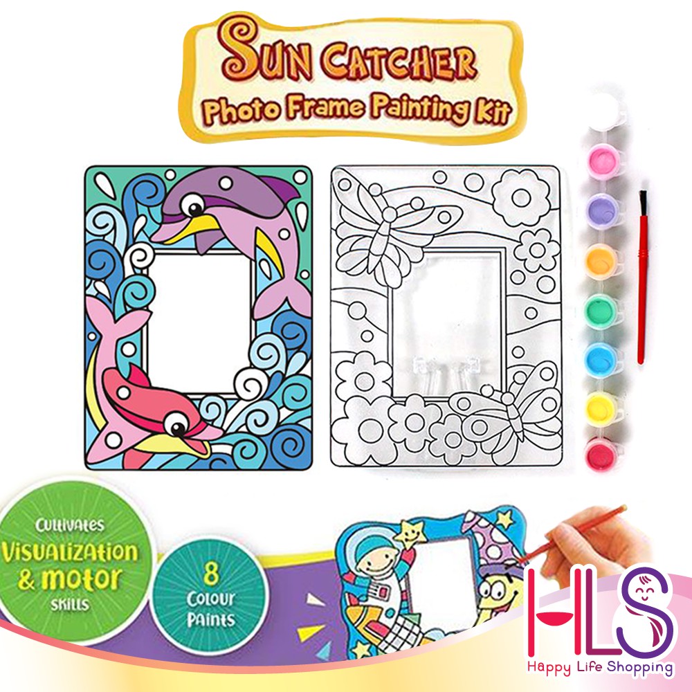 Hls Kids Play Art Craft Sun Catcher Colourful Suncatcher Photo Frame Box Kit Painting Set Activity Shopee Singapore