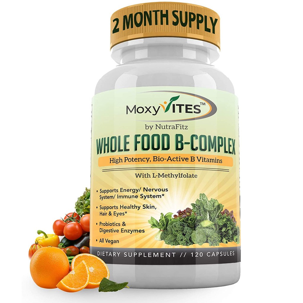 Vitamin B Complex B Vitamins Whole Food Supplement B12 Methylcobalamin B1 B2 B3 B5 B6 B7 B9 For Stress Energy And Immune Support Vegan 120 Capsules Shopee Singapore