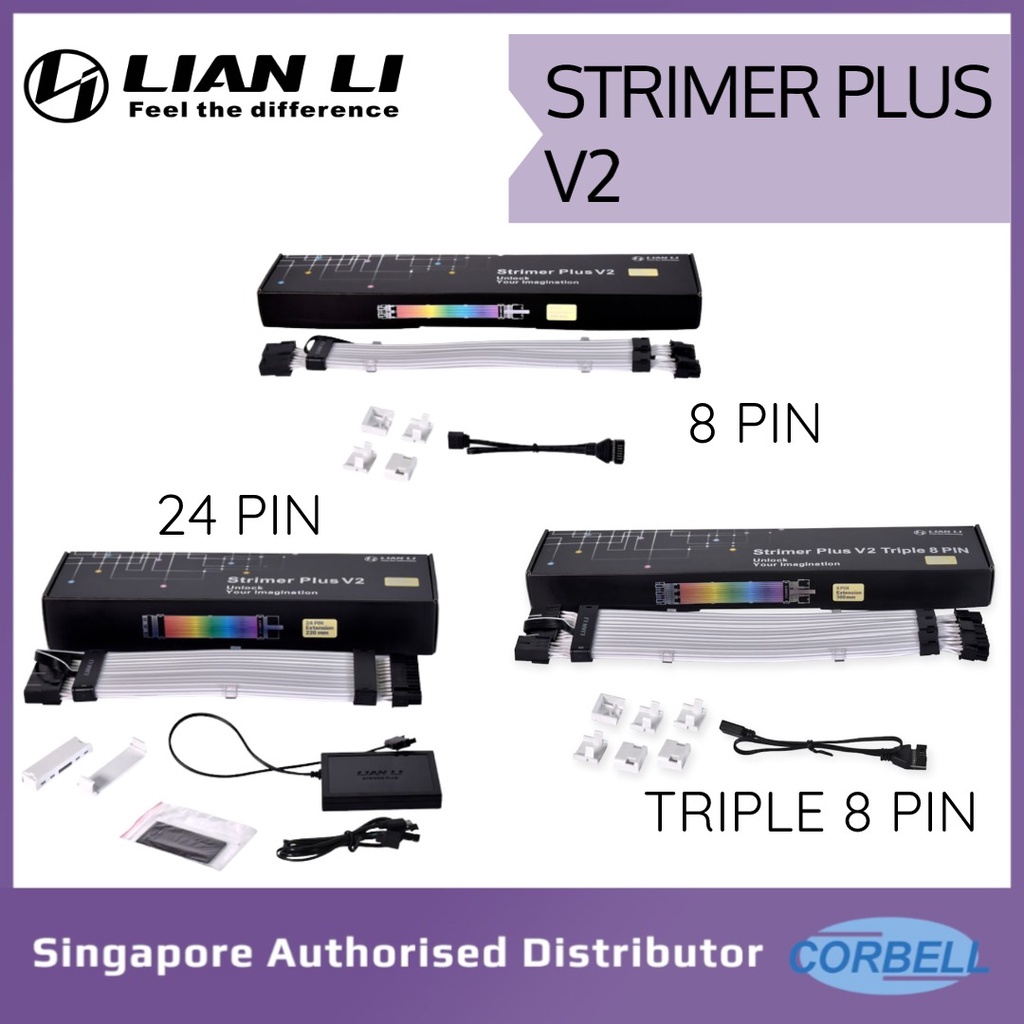 Lian Li Strimer Plus V2 24-pin White Lian Li STRIMER Plus V2