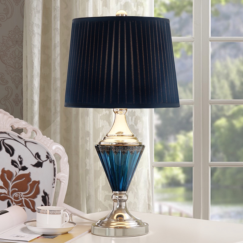 blue glass bedside lamps