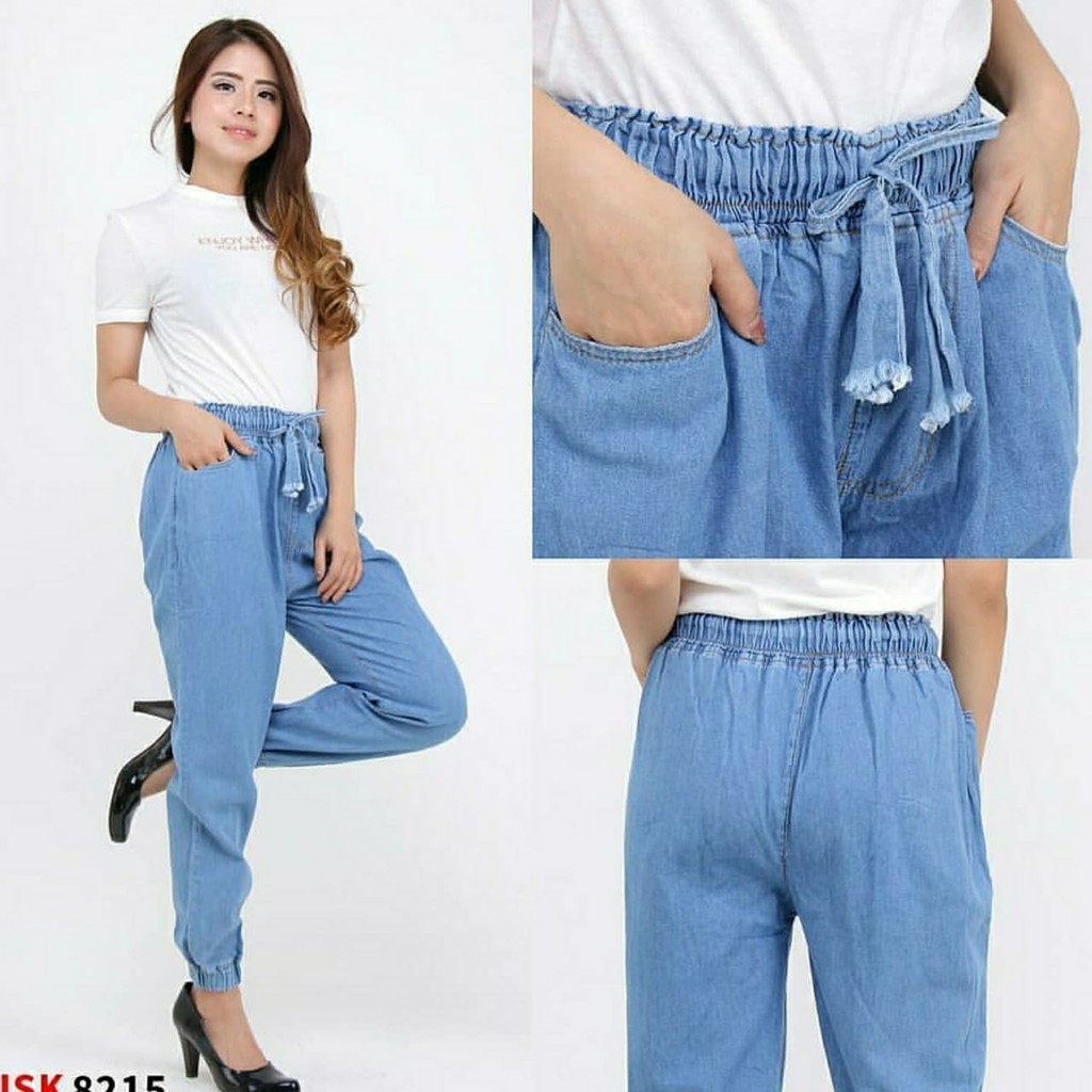 denim jogger pants womens