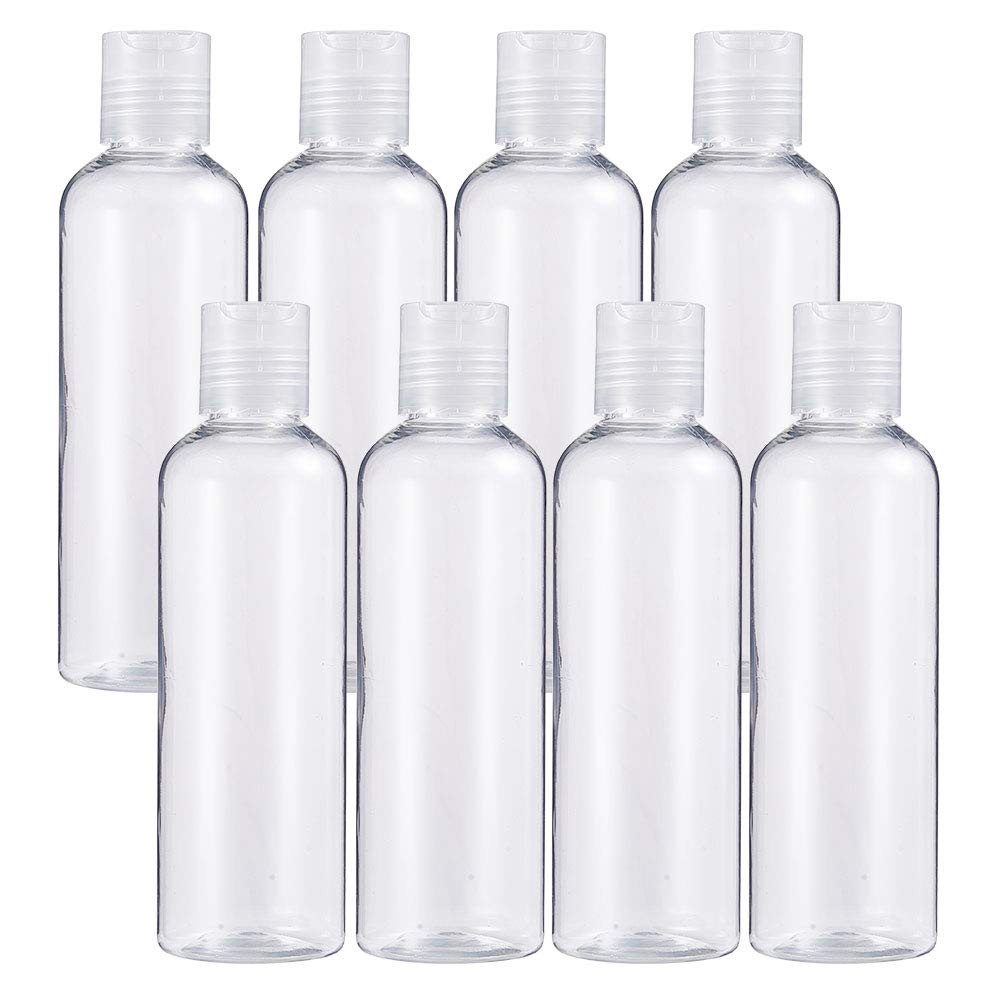 8 Pack 6 7oz Pet Plastic Bottles Clear Refillable Bottles With Press Disc Flip Cap For Shampoo Lotions Creams Shopee Singapore