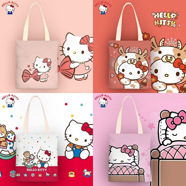 Hello Kitty Cartoon Canvas Tote Bag Women Zipper Shoulder Simple Student  Class Bag Book Bag Shopping Bag | Shopee Singapore