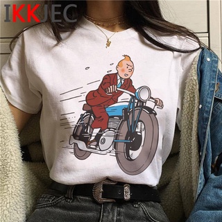 The Adventures of Tintin Funny Cartoon T-shirt Women Graphic Tintin T Shirt  Streetwear Kawaii Anime Tshirt Hip Hop Top Tees | Shopee Singapore