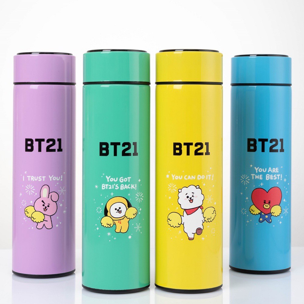 Kpop BTS Thermos Cup 500ml Cartoon Figure Insulated Flask Travel Vacuum Bottle 