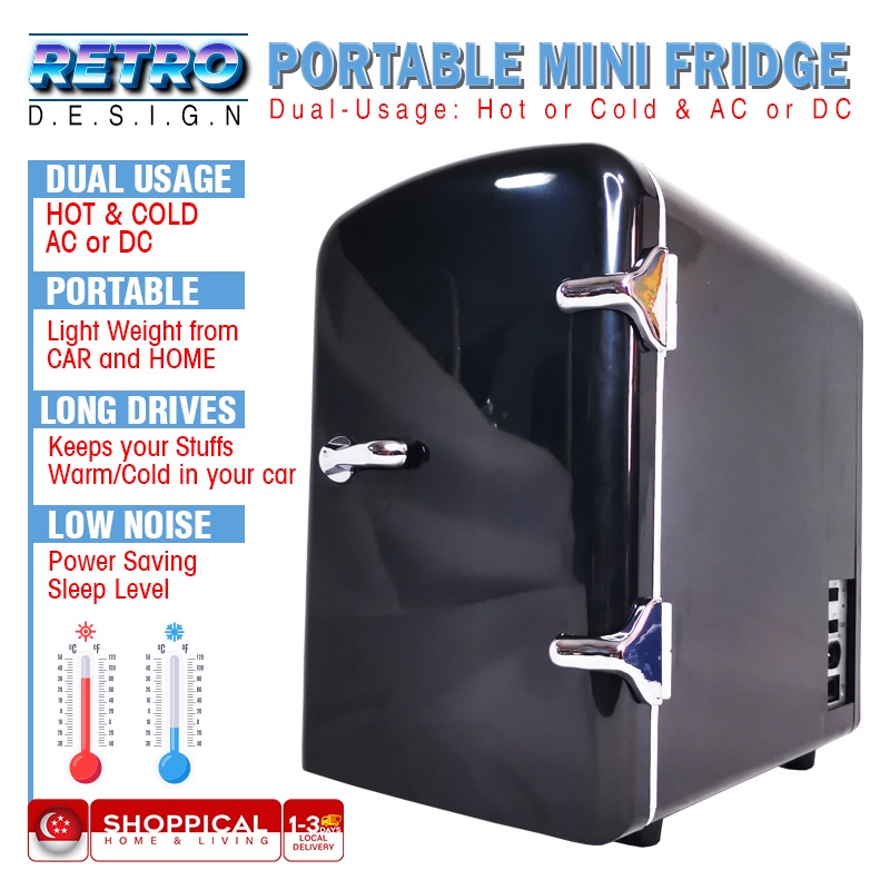 Portable Mini Fridge Retro Design 2021 Food Cosmetics Medicines Can Drinks Refrigerator  Car Home Office Small Easy Coole | Shopee Singapore