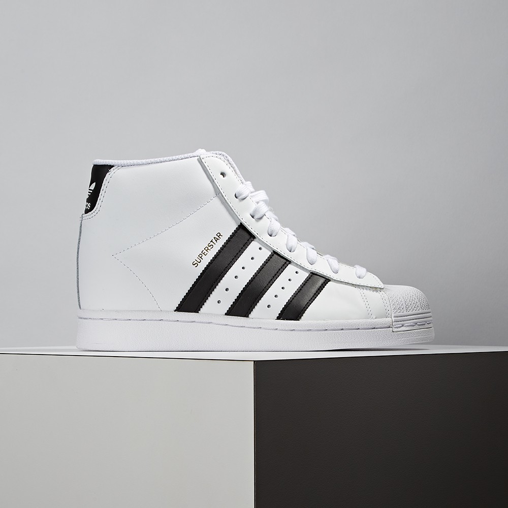 adidas superstar high top black and white