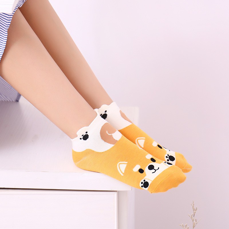 Image of Spring and autumn socks new women's socks cartoon cute socks cotton boat socks #2
