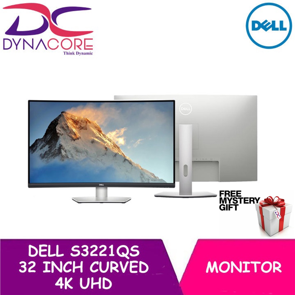 Dell S3221QS 32 Inch Curved 4K UHD, VA UltraThin Bezel Monitor, AMD