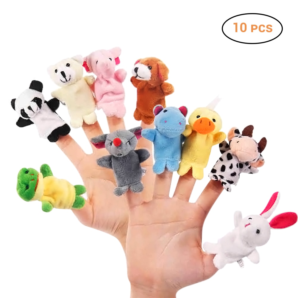 High Quality Baby Toy 10 Pcs Animal Finger Puppet Plush Toys for