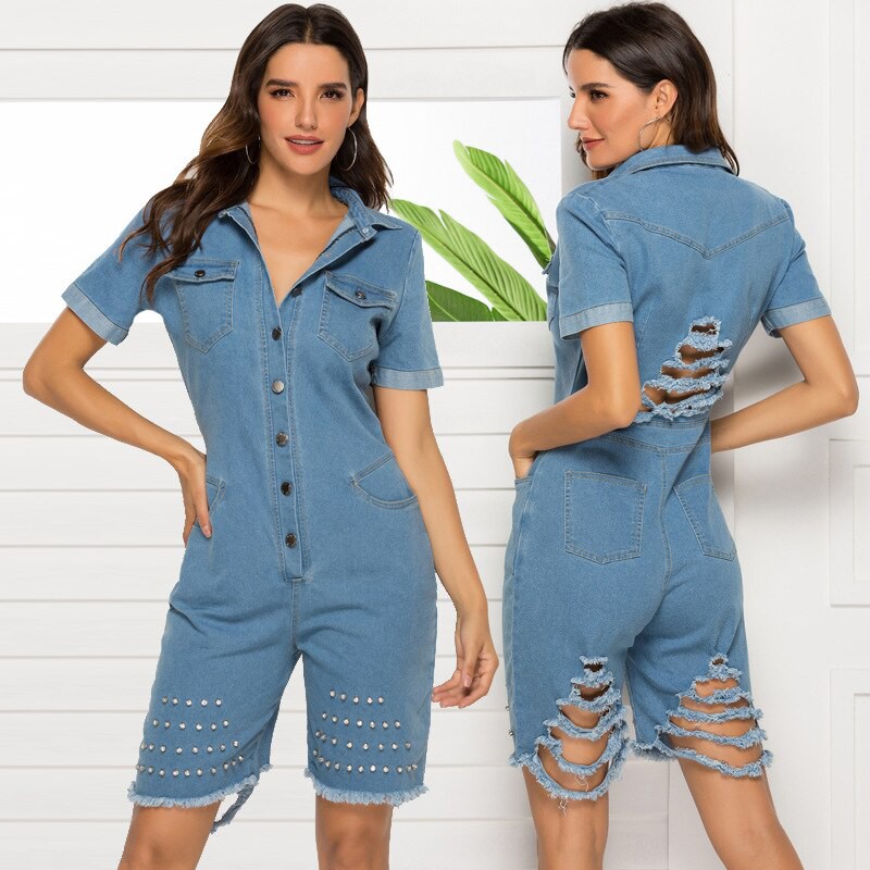 denim jumpsuits and rompers