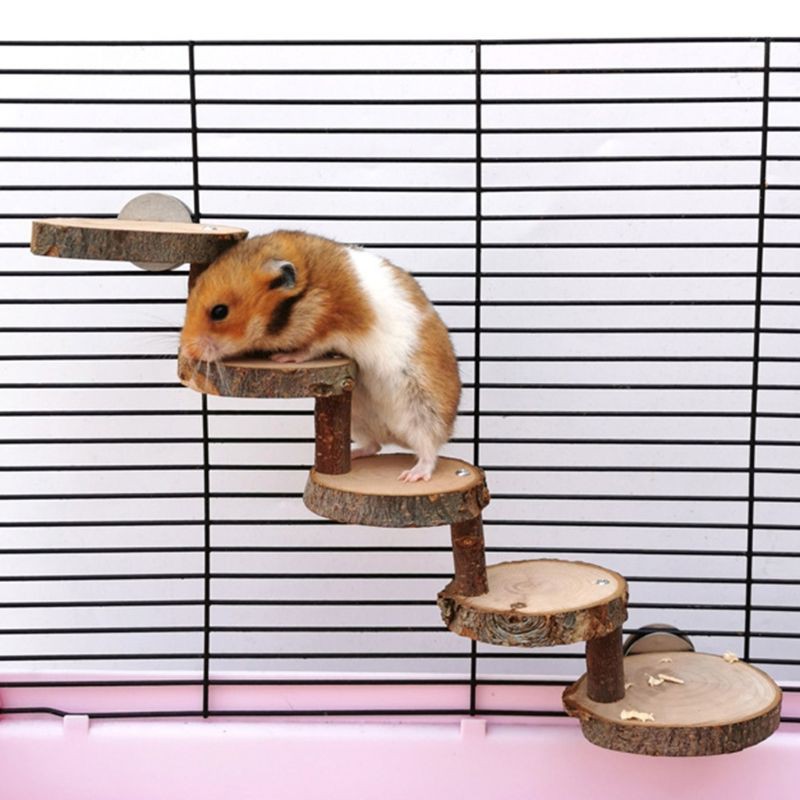 3/5 Layers Wooden Hamster Ladder Suspension Bridge Climbing Stairs