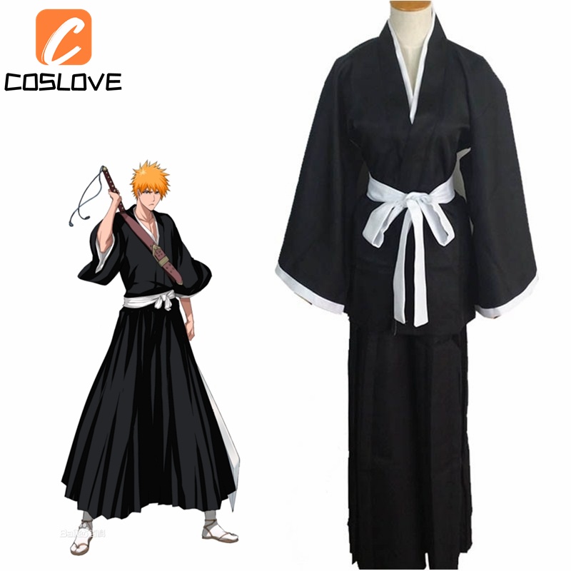 Anime BLEACH Kurosaki Ichigo Cosplay Costume Shinigami Death Kimono ...