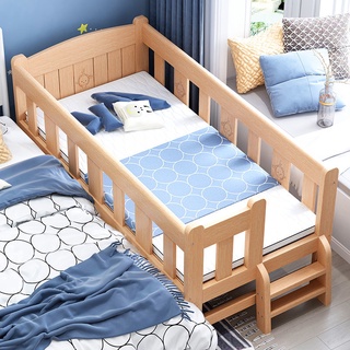 Children Splicing Bed Baby Bed With Guardrail Solid Wood Single Bedside Bed Baby Cot Pagar Katil Kids Bed Frame 2IR7
