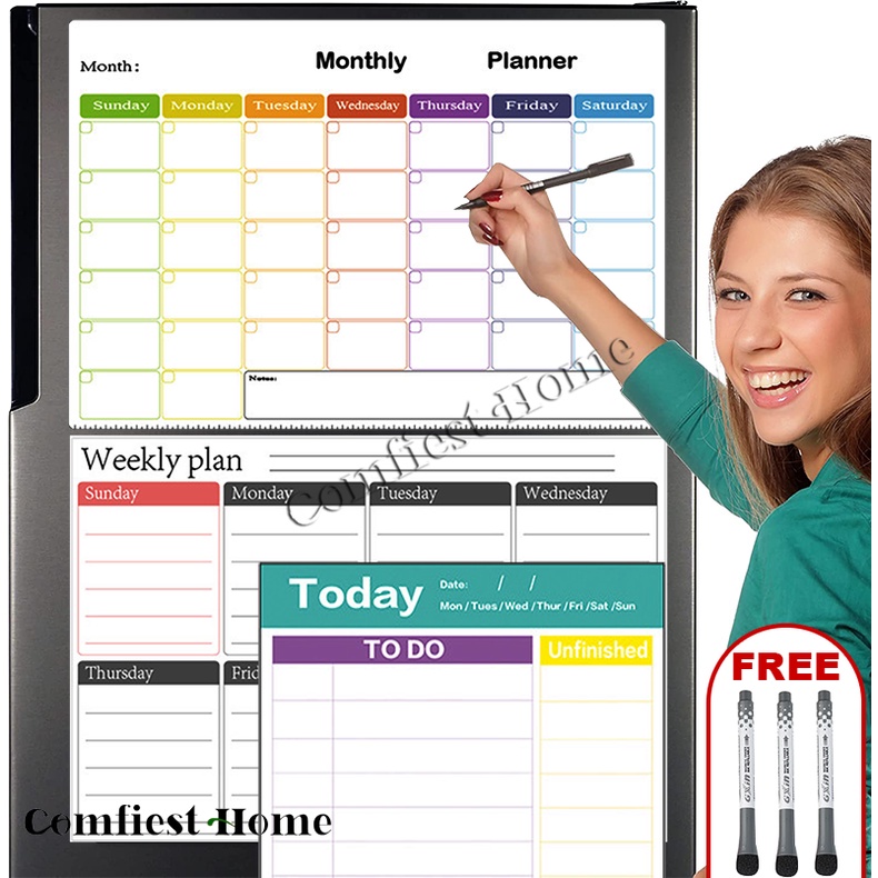 [SG Stock]Fridge Magnetic Calendar Whiteboard-Monthly,Weekly,Daily ...