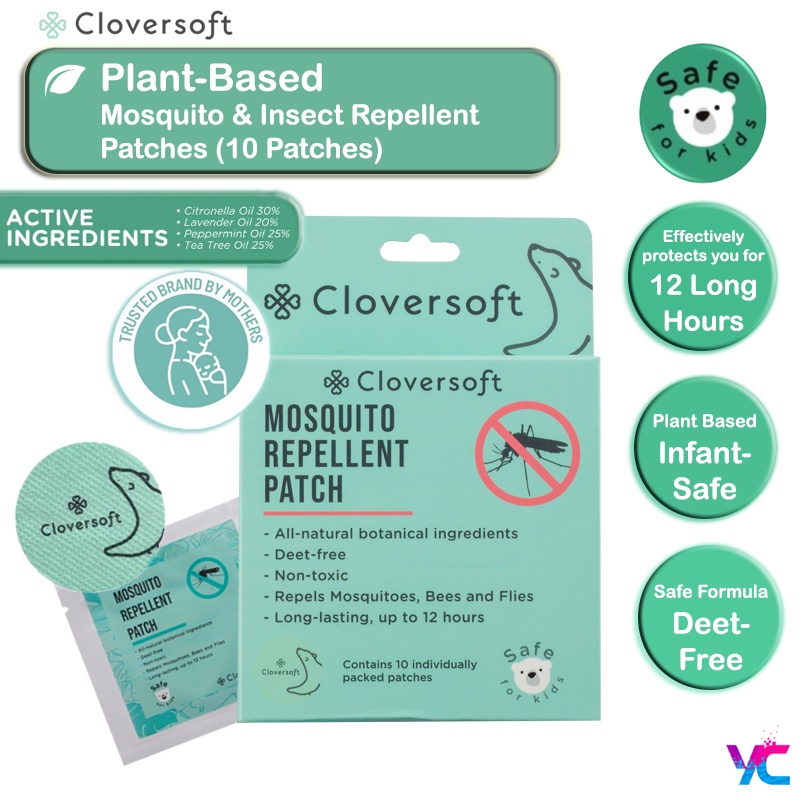 Cloversoft Plant-Based Mosquito and Garden Insects Repellent Patch, 10 ...