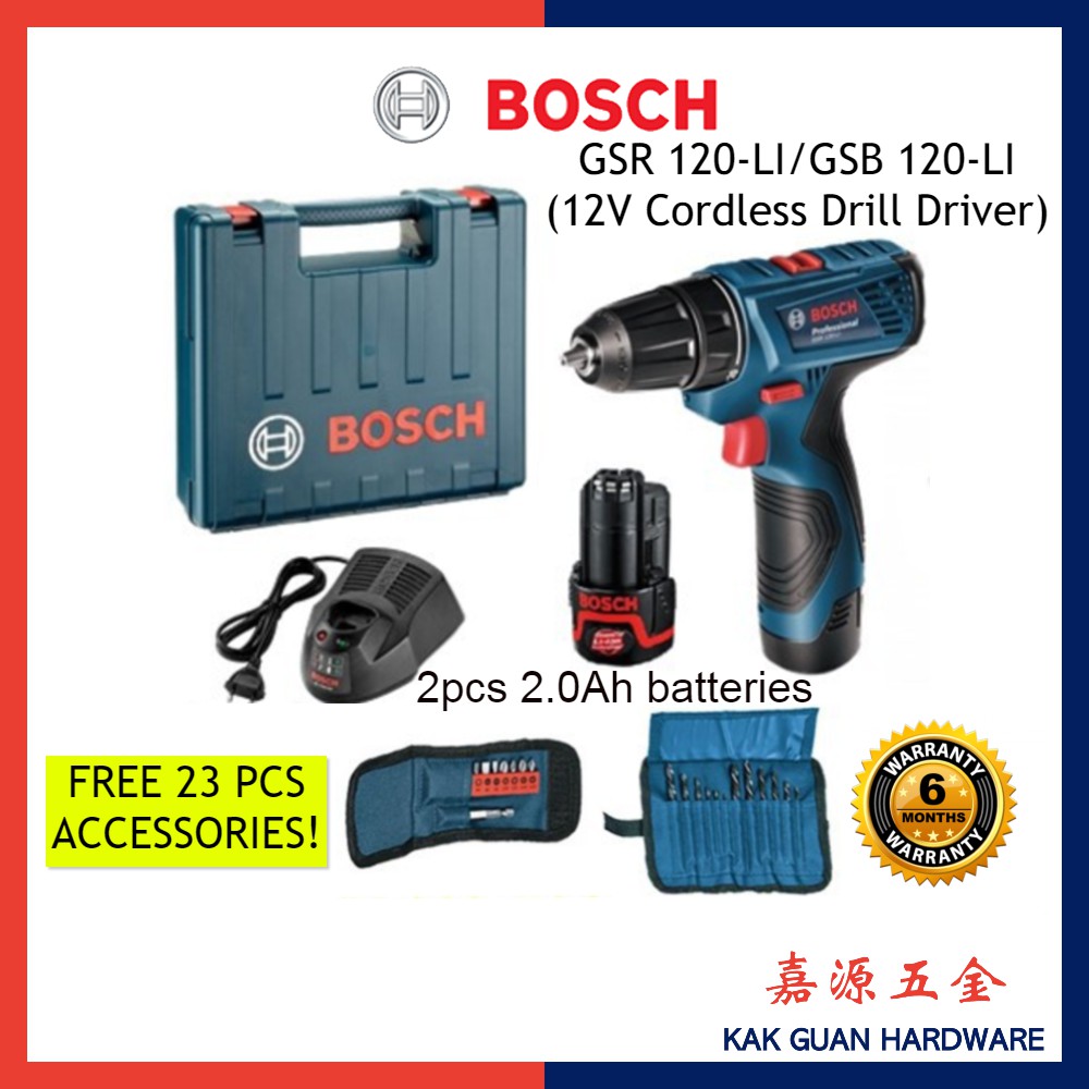 Bosch GSR 120LI Cordless Drill Driver, 12V, 1,500 Rpm, 14/30/ Nm, 10