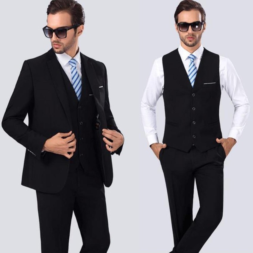 Blazer Pants Vest 3 Pieces Slim Fit Wedding Business Wear Formal Men Suit Shopee Singapore