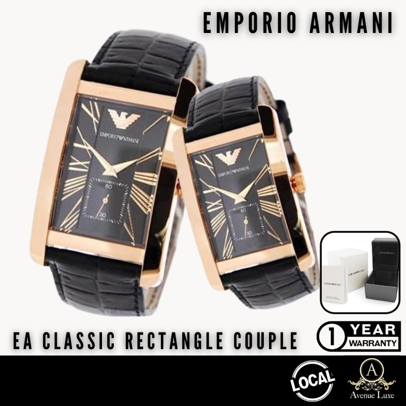 SG* Emporio Armani Classic Rectangle Series Analog Mens & Ladies Couple  Watch AR0168 AR0169 | Shopee Singapore