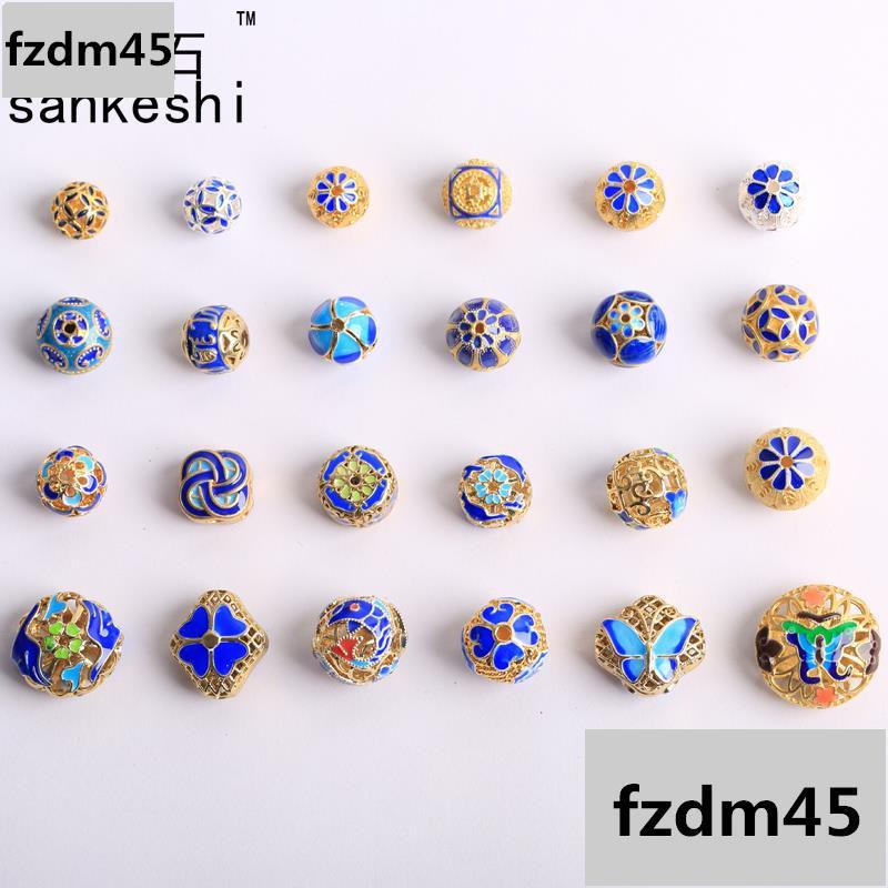 Cloisonne Enamel  loose beads filigree silver gold plated copper spacer