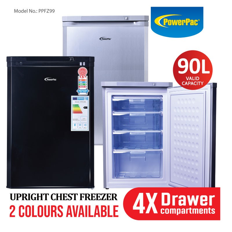 PowerPac Chest Freezer, Upright freezer, Freestanding Freezer 90L