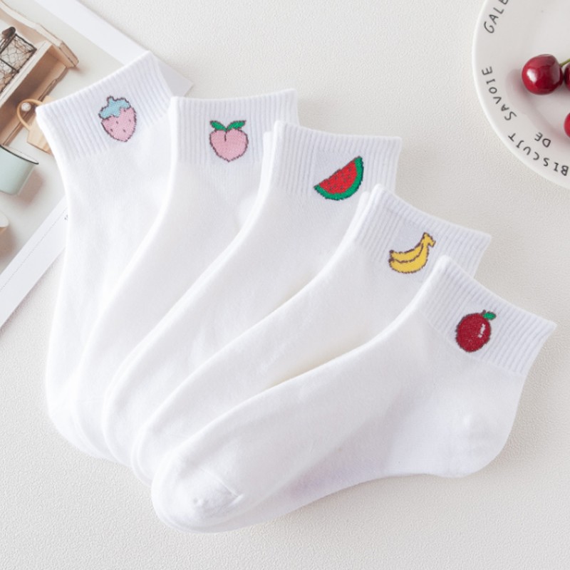 Korean Women's Socks Fruit Ankle Socks Cute Simple Boat Socks Shopee