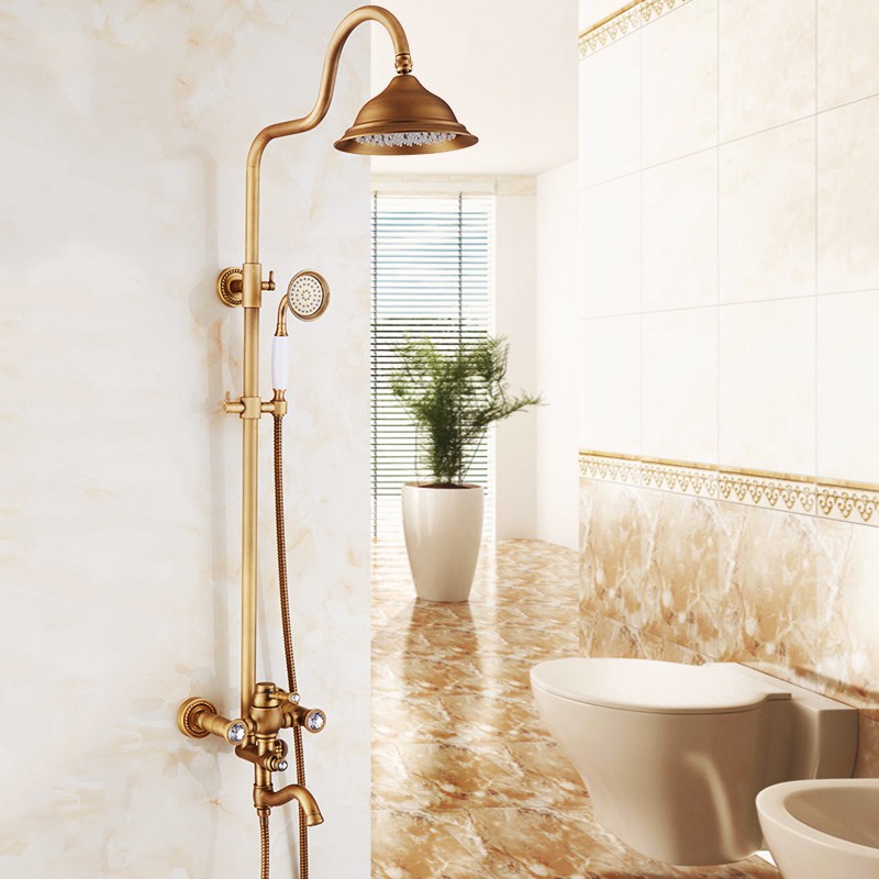 Shower Set Copper European Retro Household Shower Set Bathroom