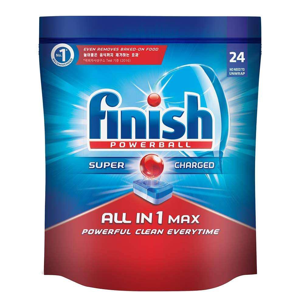 Finish All In One Max Super Charged PowerBall Dishwasher Tablets 24
