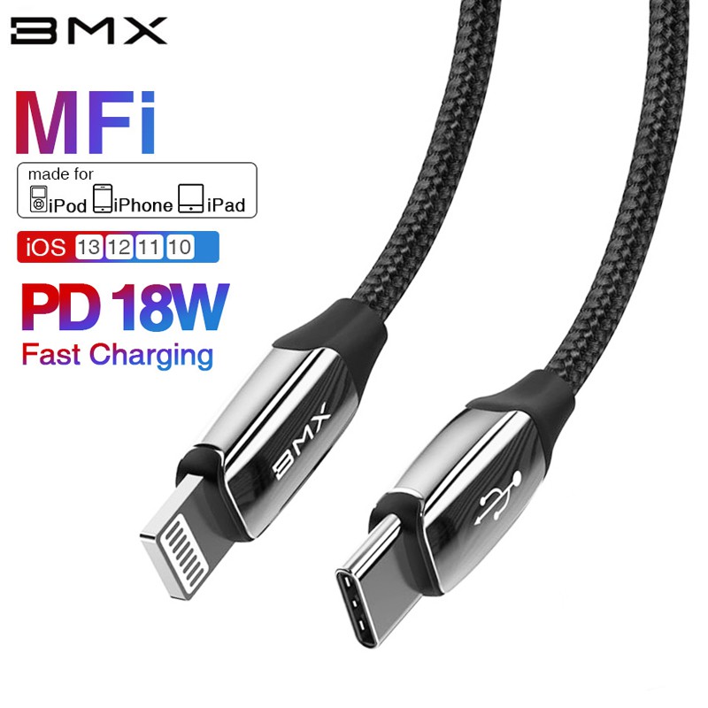 Bmx Mfi Usb C To Lightning Cable For Iphone Xr Xs Max Usb Cable Pd 18w Fast Charging Cable For Iphone 11 Pro Max Charger Shopee Singapore