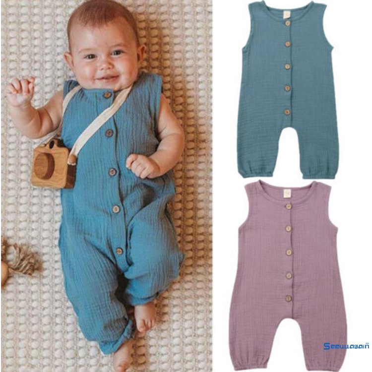 button romper baby