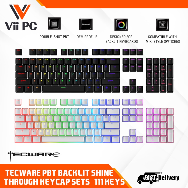 Tecware PBT Keycap Set Backlit Shine through Keycap sets (111 keys) [4