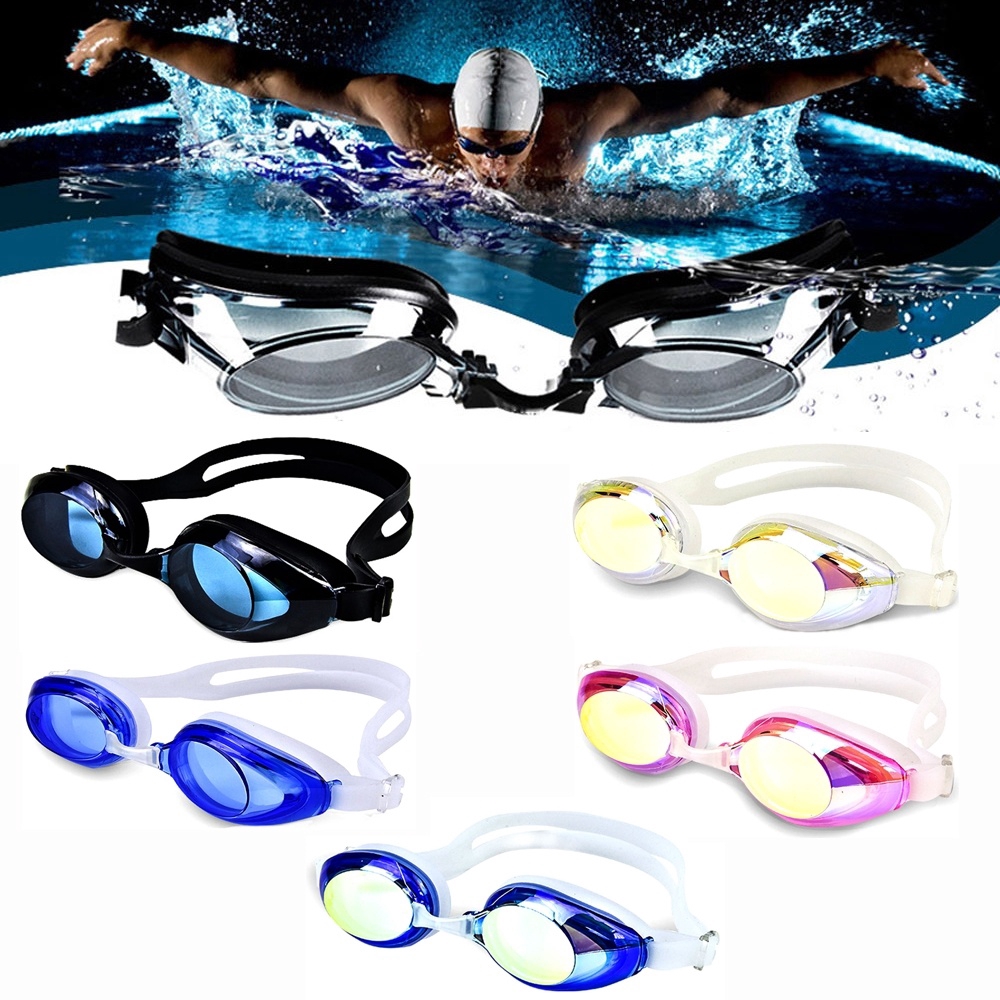 Unisex Swimming Goggles Adult Mirrored Swimming Goggle Anti Fog UV Protection with Earplugs Nose