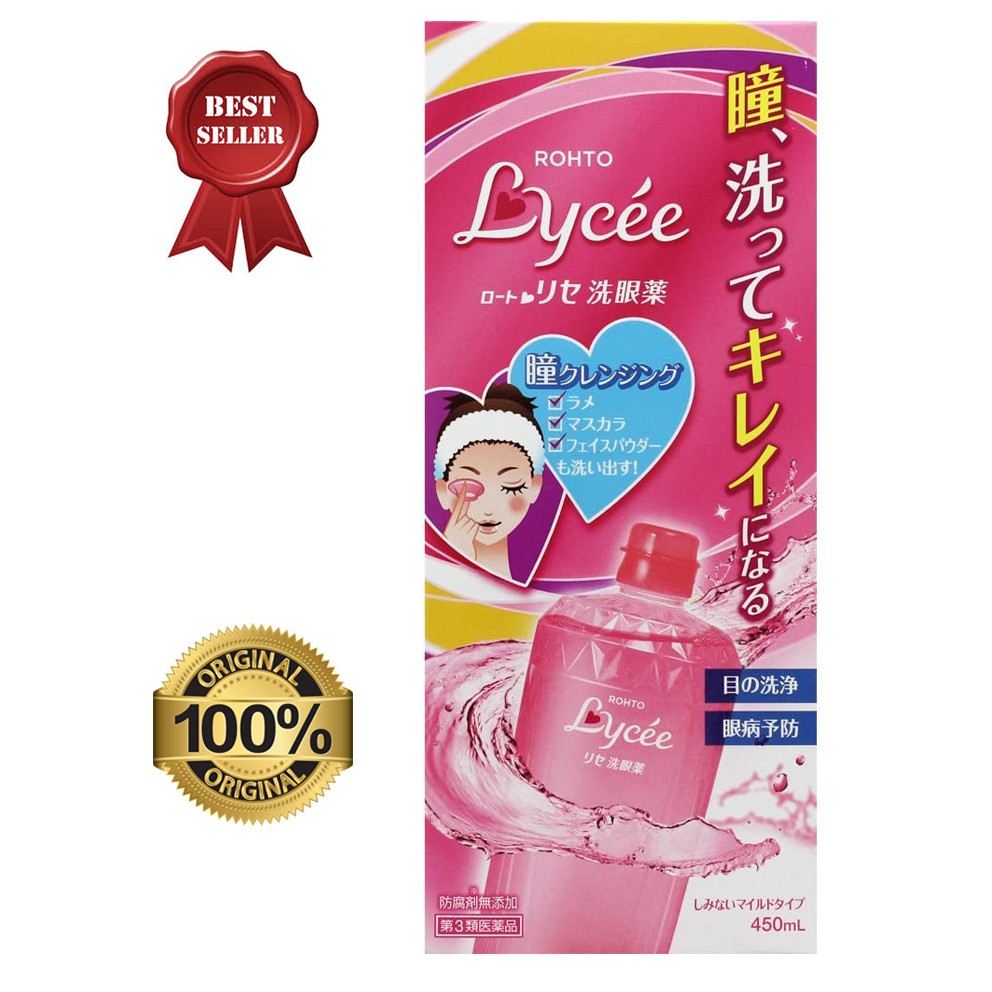 Japanese Popular Eye Wash Liquid by ROHTO Eye Care Lycee 450ml Made in