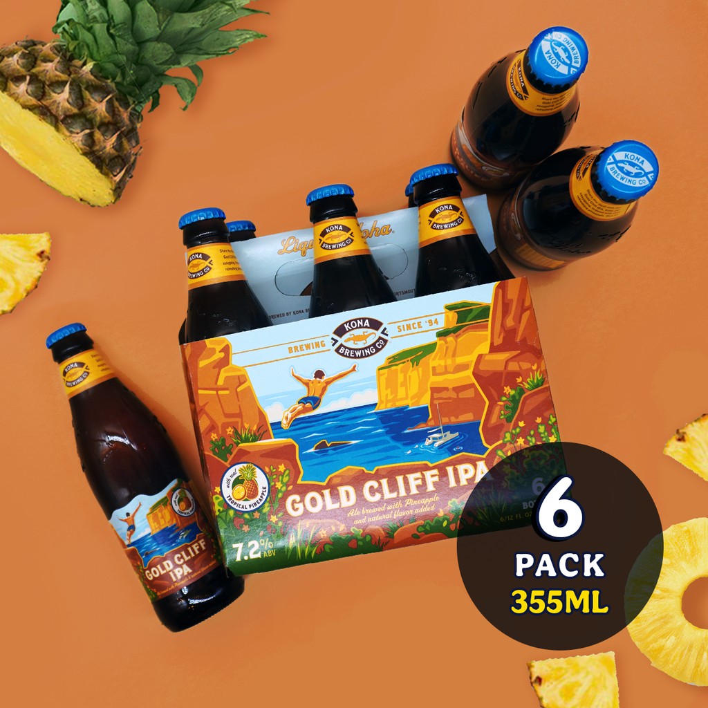 Kona Gold Cliff Hawaiian IPA With Lanai Pineapple Pack of 6 [Craft