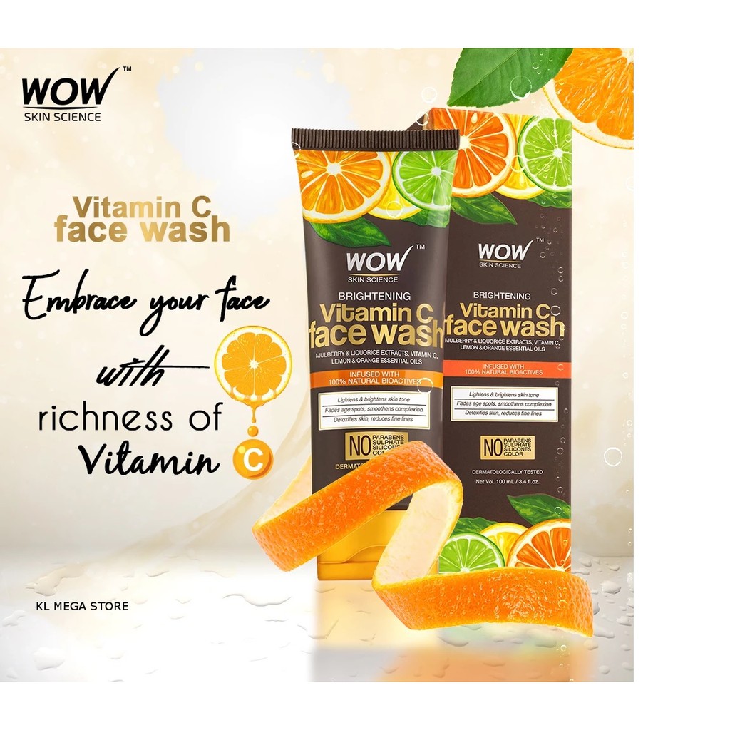 wow skin science brightening vitamin c foaming face wash
