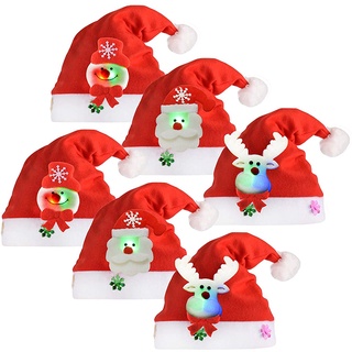 Image of [Christmas Products] LED Light Flash Christmas Hat /Soft Comfort Flannel Christmas Hats / Child Reindeer Snowman Santa Hat Christmas Decorations For Home Kids And Adult Size