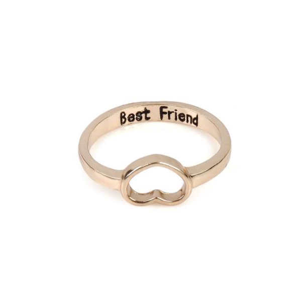 Image of Women Love Heart Best Friend Ring Promise Jewelry Friendship Rings Bands US 6-10 #6