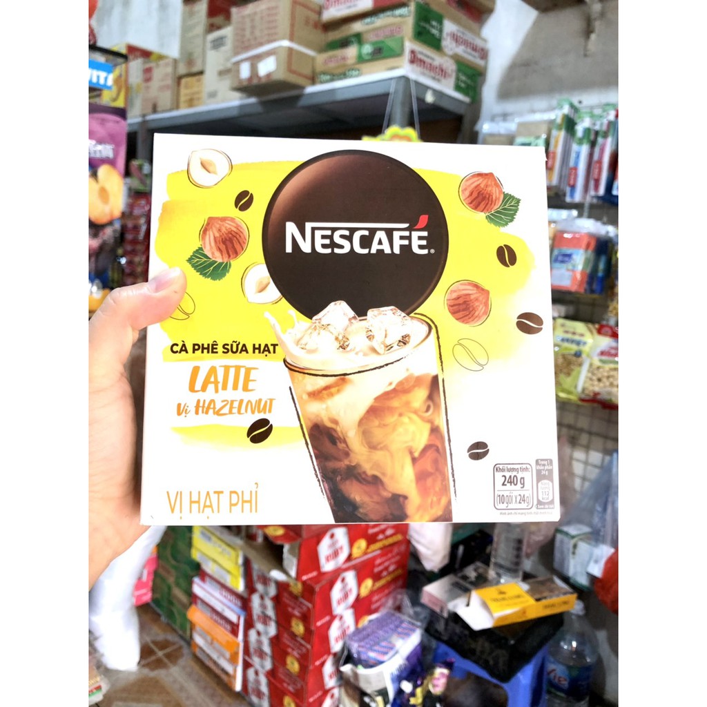 Nescafe Latte Instant Coffee Hazelnut Flavor (Box Of 10 Packs X 24g