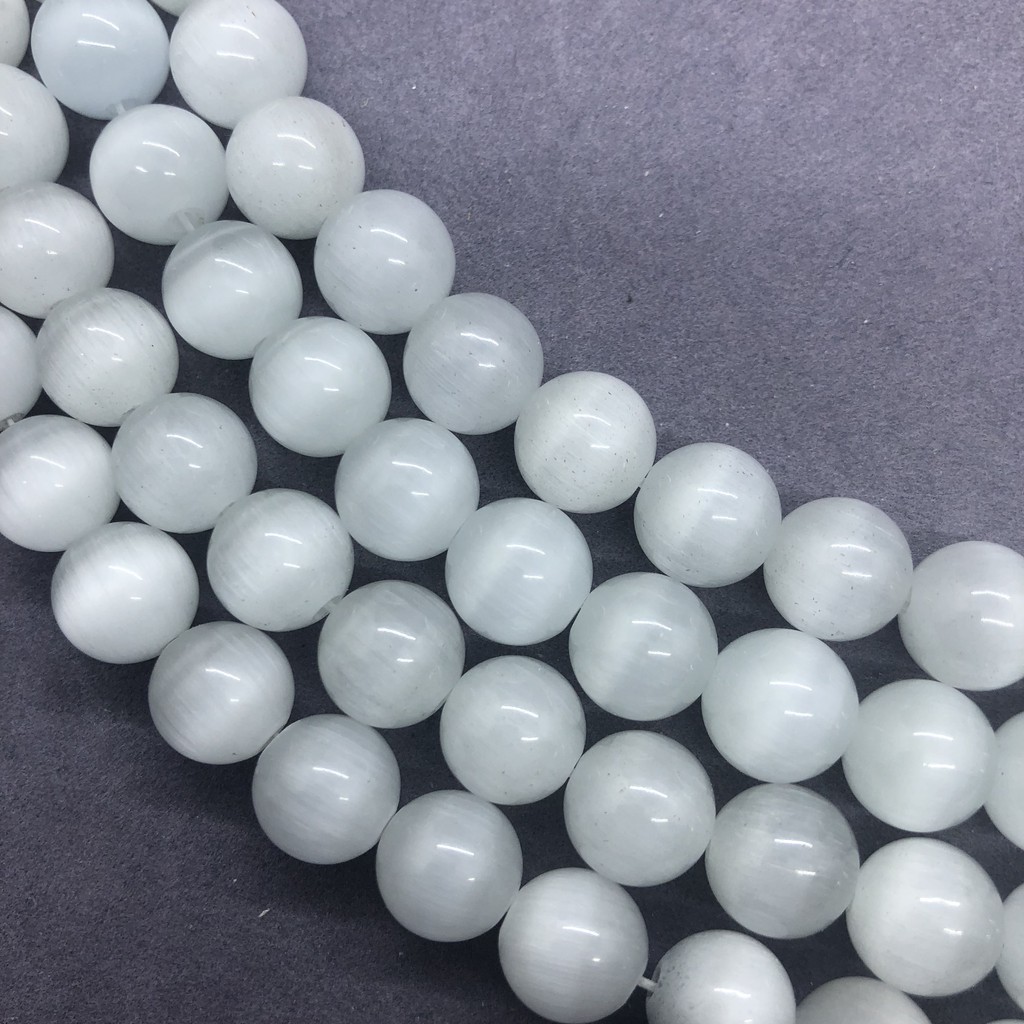 Image of White Cats Eye Beads 4-12mm Round Natural Loose Opal Stone Bead Diy for Jewelry #4