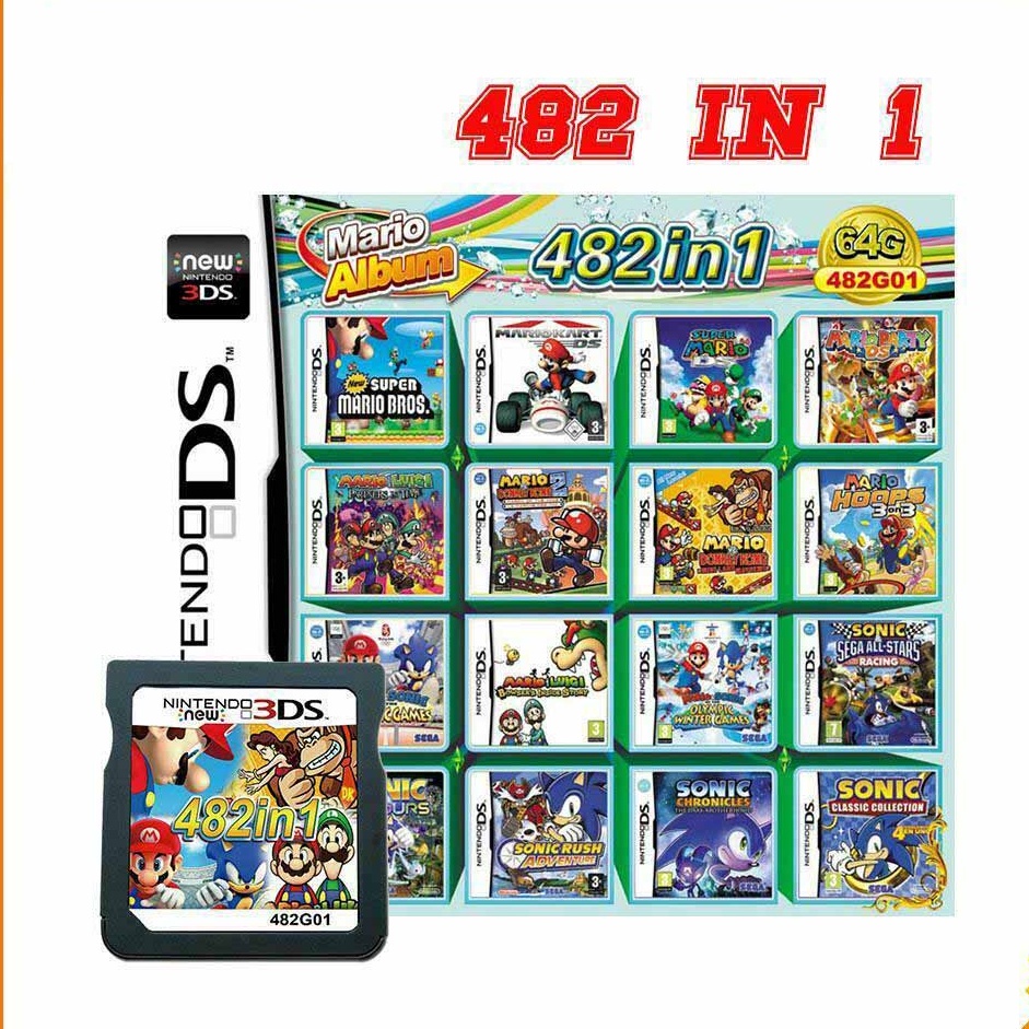 482 In 1 Video Game Card Cartridge For Super Mario Nintendo Ds Ndsl Ndsi 2ds 3ds Shopee Singapore
