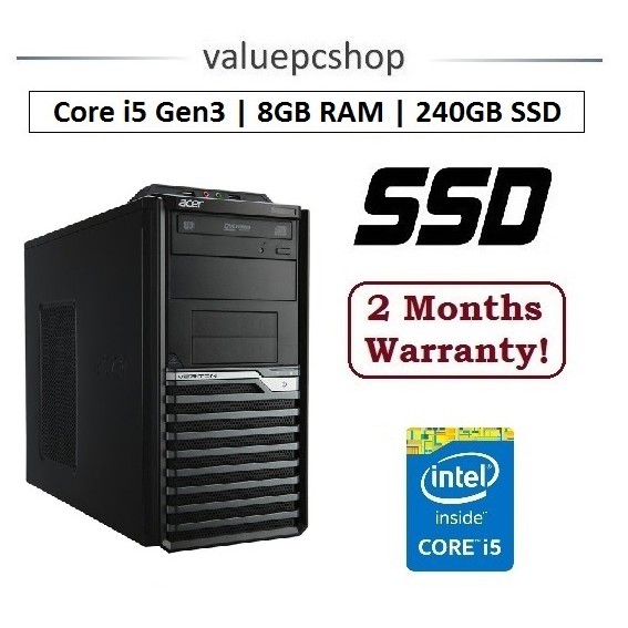 Speedy Ssd Core I5 Gen3 Acer Vm46g 8gb Ram 240gb Ssd Refurbished Desktop Cpu Shopee Singapore