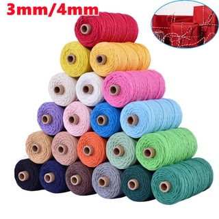 3mm*100m 4mm*100m Macrame Rope Cotton Twisted Cord Colorful Hand Craft String Thread DIY Home Textile Cord