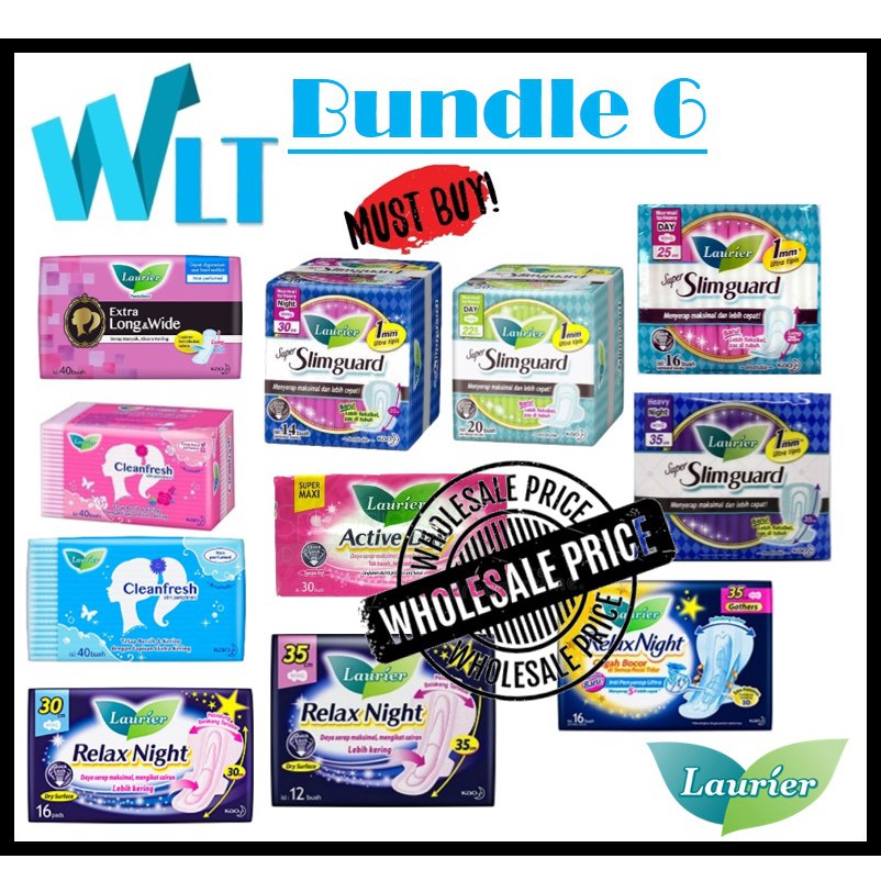 Image of LAURIER [BUNDLE 6] SANITARY PADS / SUPER SLIMGUARD / ULTRA SLIM / CLEAN FRESH / LONG WIDE / RELAX NIGHT #0