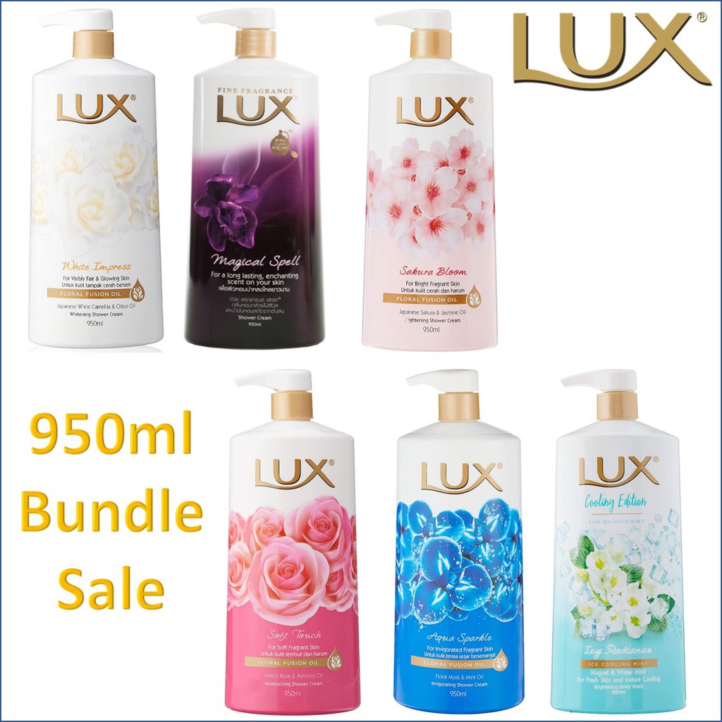 LUX Shower Cream Body Wash, 950ml White Impress, Magic Spell, Sakura