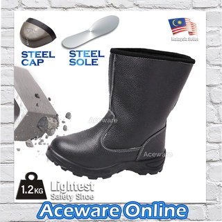 Image of Steel Toe Cap Mid Sole High Cut Safety Boot High Ankle Kasut Safety Shoe