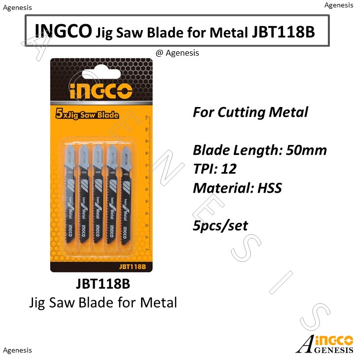 Faithfull JBT118B Jigsaw Blades For Metal - Pack Of 5 Straight Cut Blades