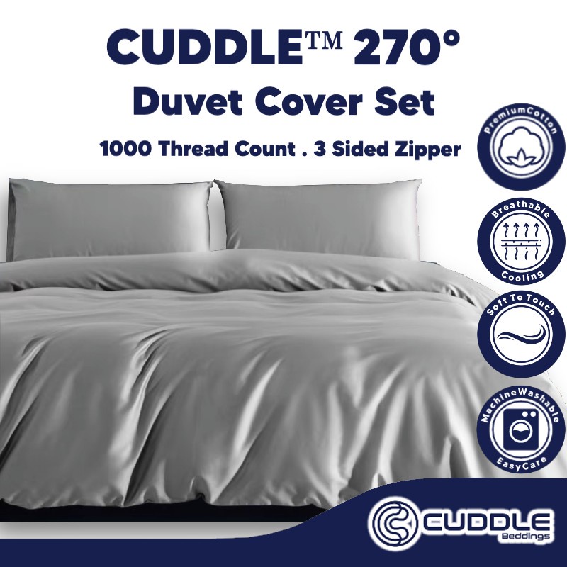 Cuddle 270 Cotton Duvet Cover Set, Duvet Cover With Zipper On 3 Sides