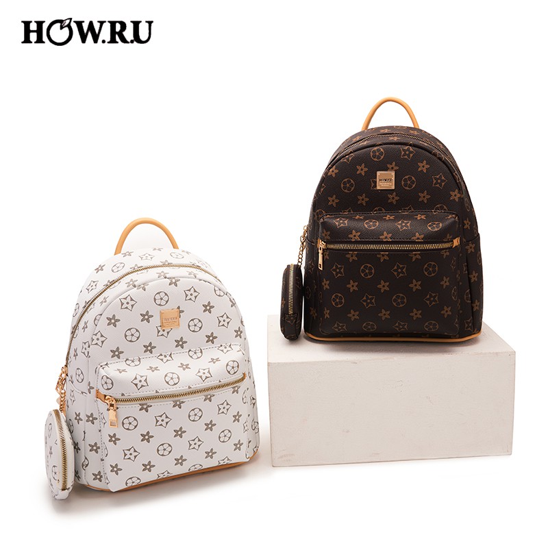 How.R.U 2024 Original Korean Ladies Leather Backpack